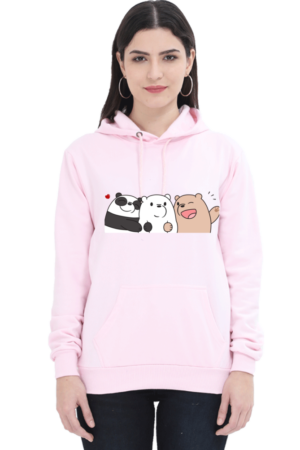 Three panda holding hand hooded sweatshirt